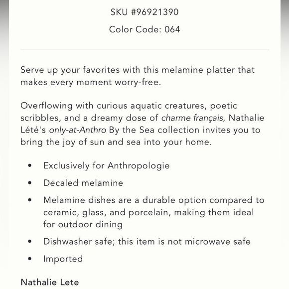 Anthropologie Nathalie Lete Un Ami Exotique Octopus Melamine Tray - Picture 3 of 7